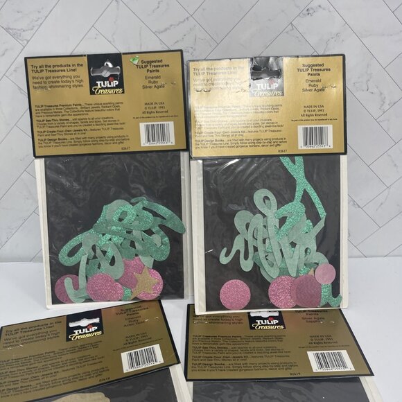 Lot Of 4 Vintage Tulip Treasures Iron On Applique Kit 90s Ugly Christmas Sweater - Picture 6 of 6